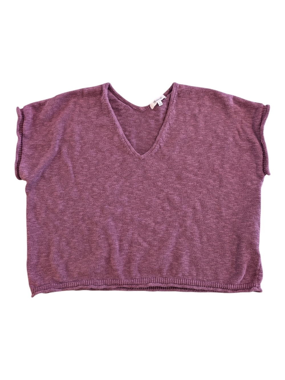 Madewell Mauve V-Neck Short Sleeve Knit Top